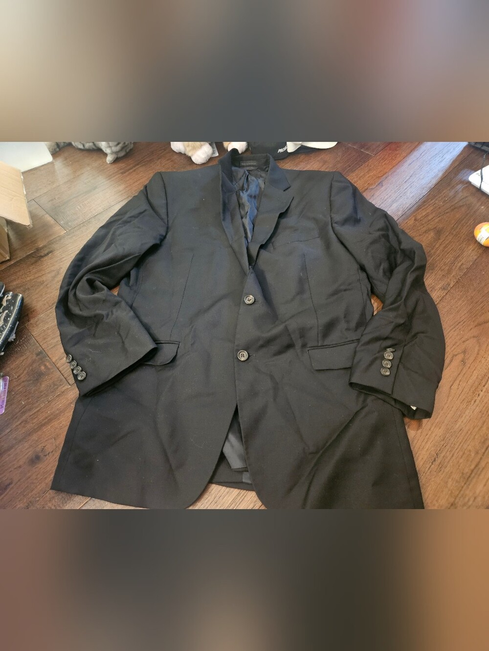 Ralph Lauren Men's Black 100% Wool Gold Buttons Sport Coat Blazer Size 42L Used.
